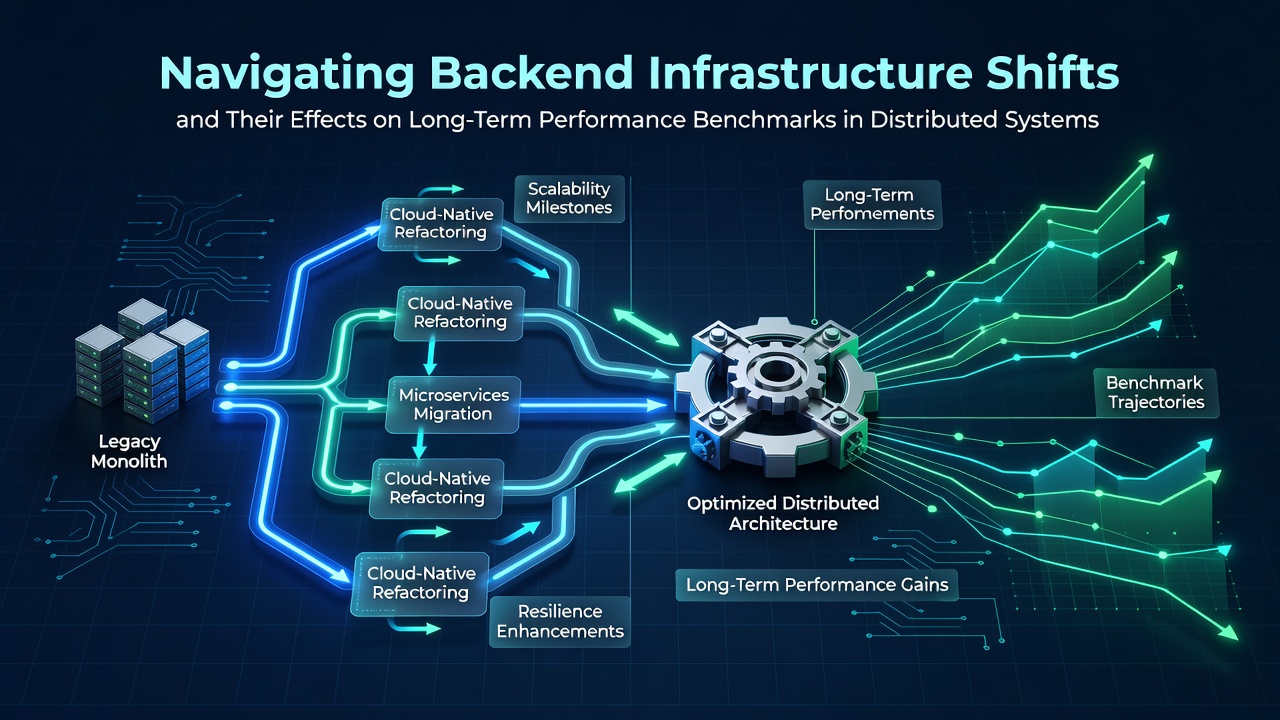Graph displaying long-term performance benchmark trends after backend infrastructure migrations in digital platforms